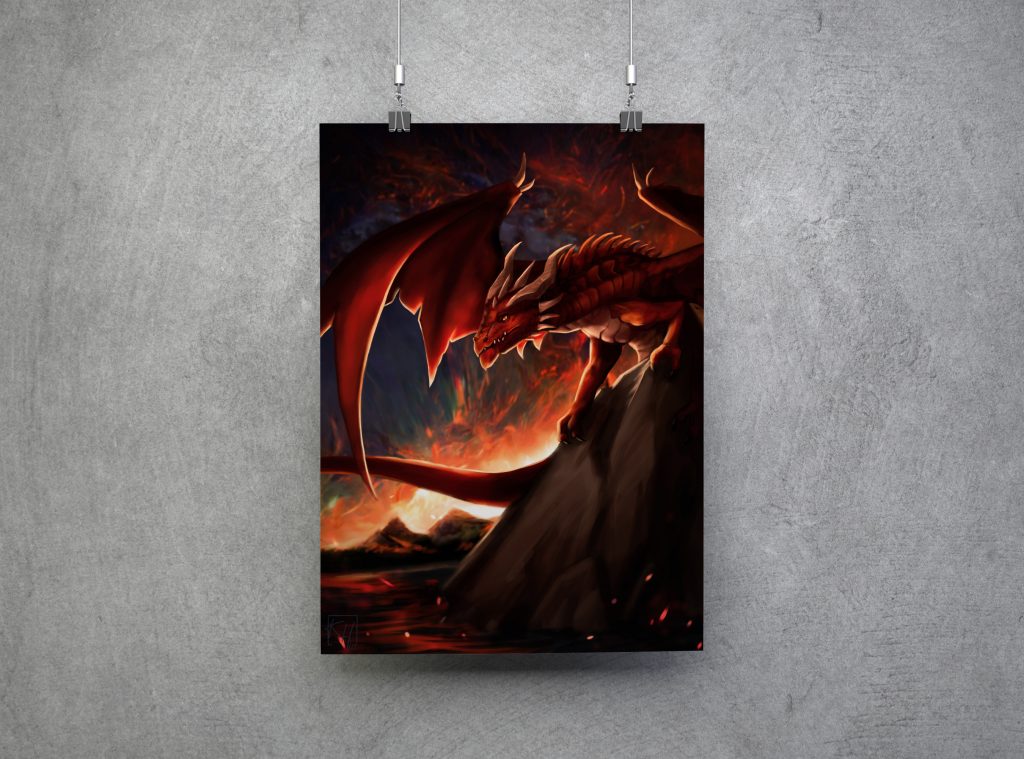 Roter Drache - Kunstdruck A4