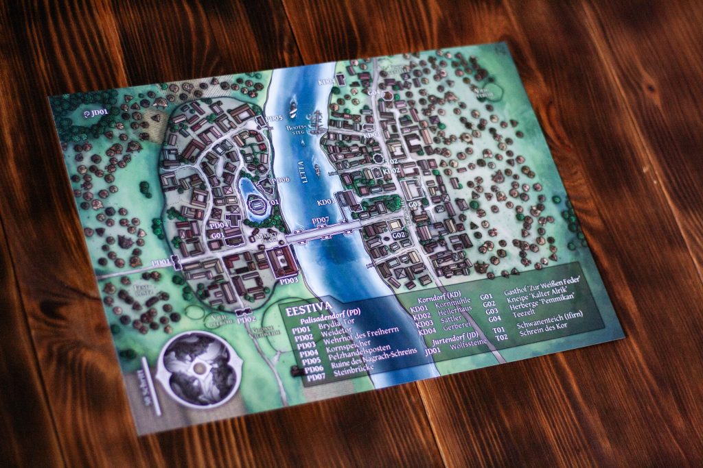 Stadtplan von Eestiva (Das Schwarze Auge) - Limitierter Kunstdruck