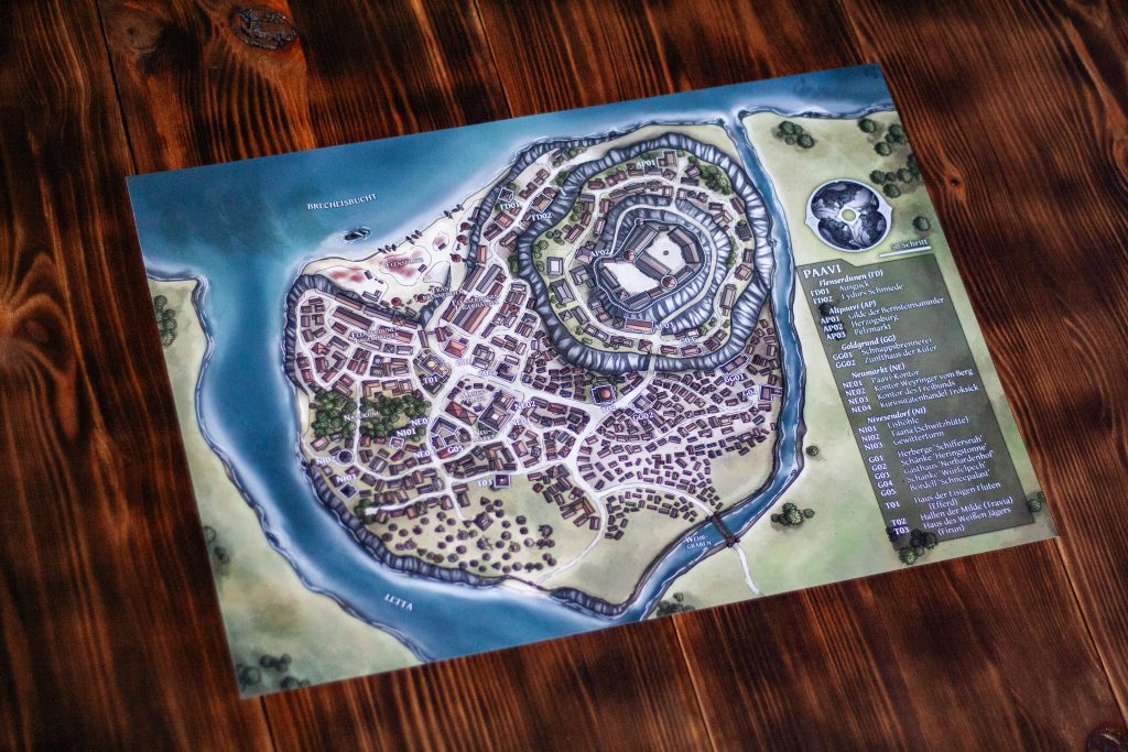 Stadtplan von Paavi (Das Schwarze Auge) - Limitierter Kunstdruck